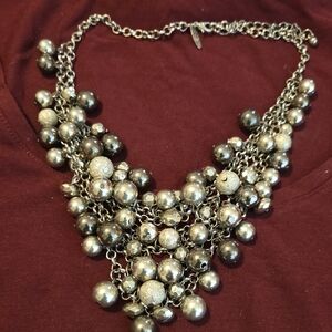 Elegant Silver Statement Necklace w/Earrings